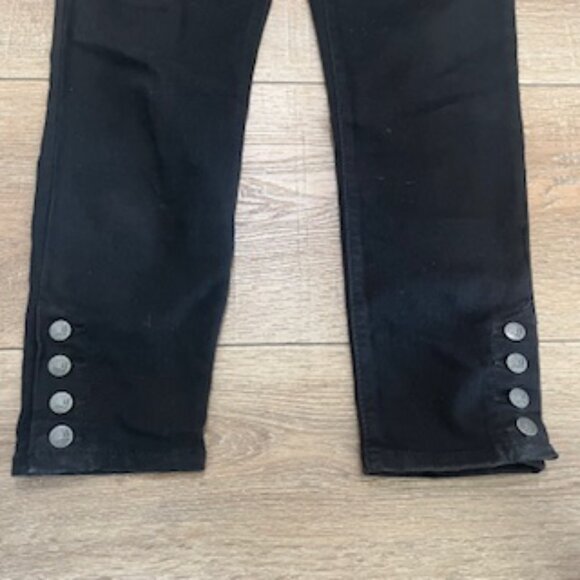 D. Jeans Black Mid Rise Jeans Women’s Size 8 Petite Button Ankle Detail - Picture 11 of 14